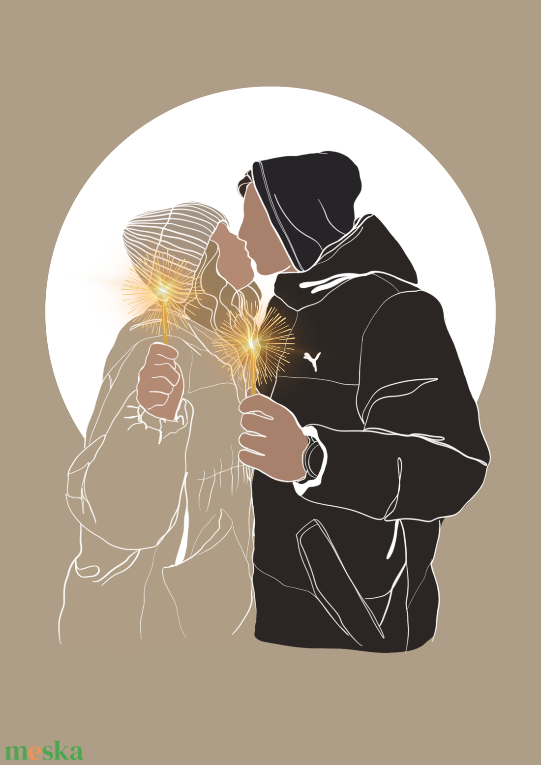 AJÁNDÉK NYOMTATÁSSAL - Egyedi páros digitális rajz ajándékba - művészet - fotográfia - portré - Meska.hu