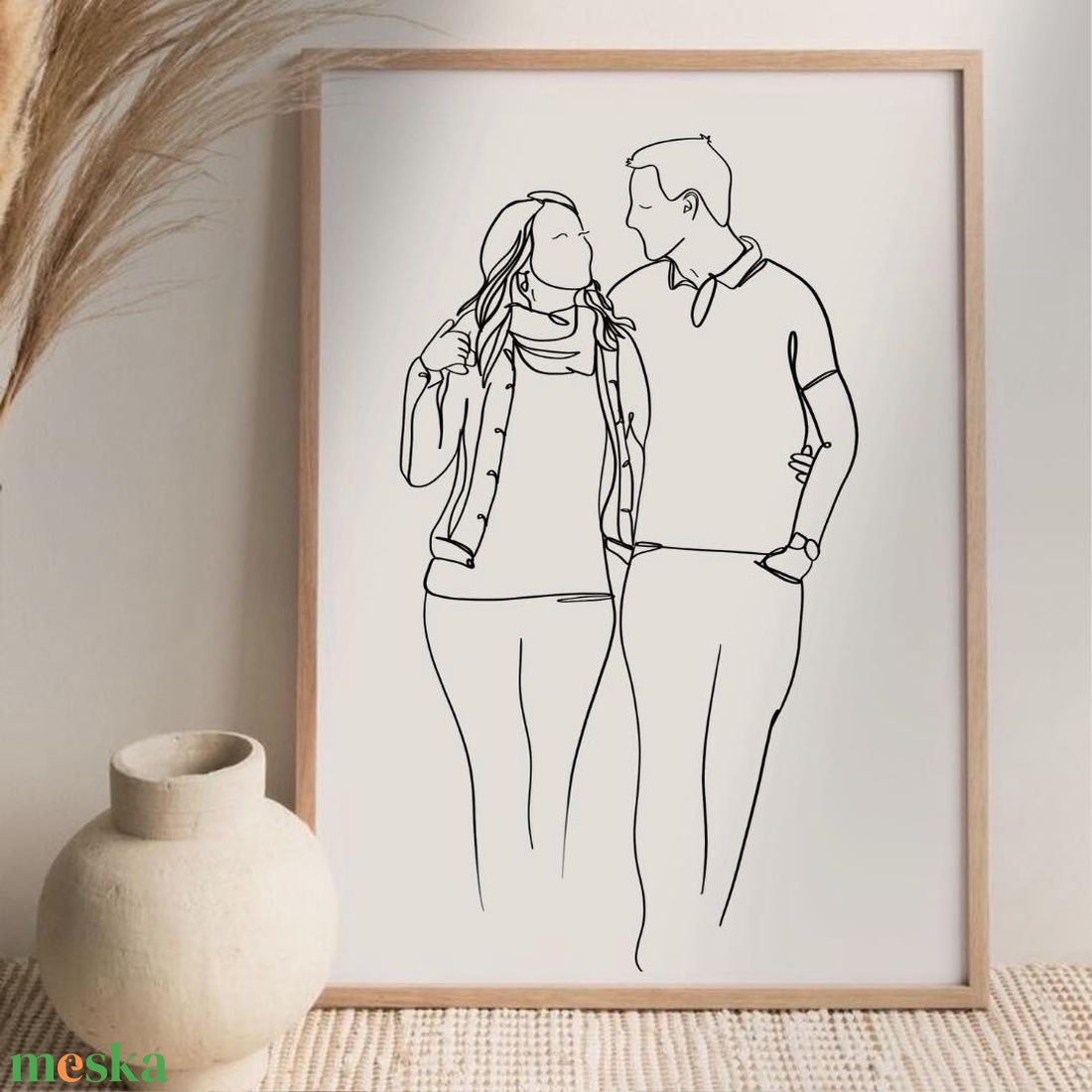 Valentin-napi szívhez szóló egyedi vonalrajz ajándékba - nyomtatással - művészet - grafika & illusztráció - egyéb rajzok - Meska.hu