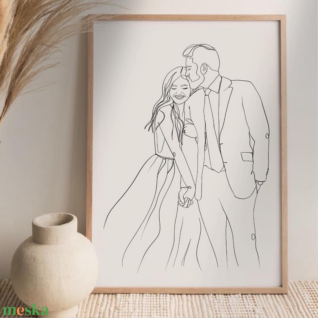 Valentin-napi szívhez szóló egyedi vonalrajz ajándékba - nyomtatással - művészet - grafika & illusztráció - egyéb rajzok - Meska.hu