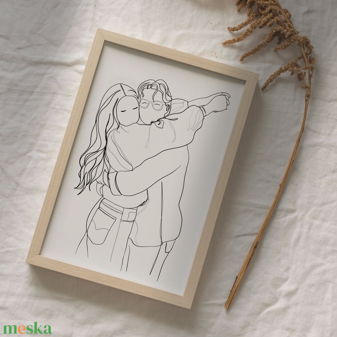 Valentin-napi vonalrajz Egyedi Ajándék Szerelmeseknek - művészet - grafika & illusztráció - ceruzarajz - Meska.hu