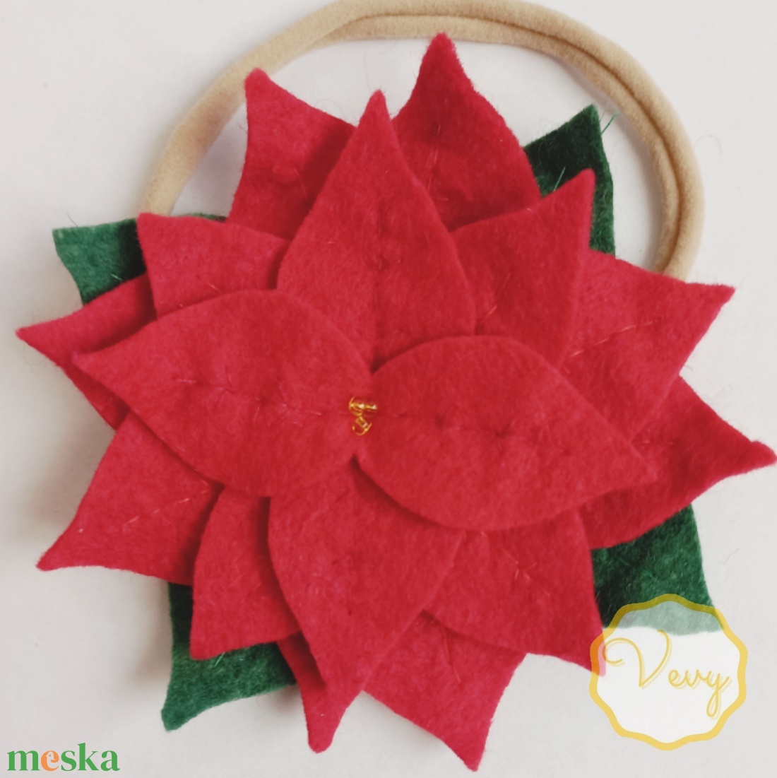 Mikulásvirág fejpánt - ruha & divat - sál, sapka, kendő - fejpánt - Meska.hu