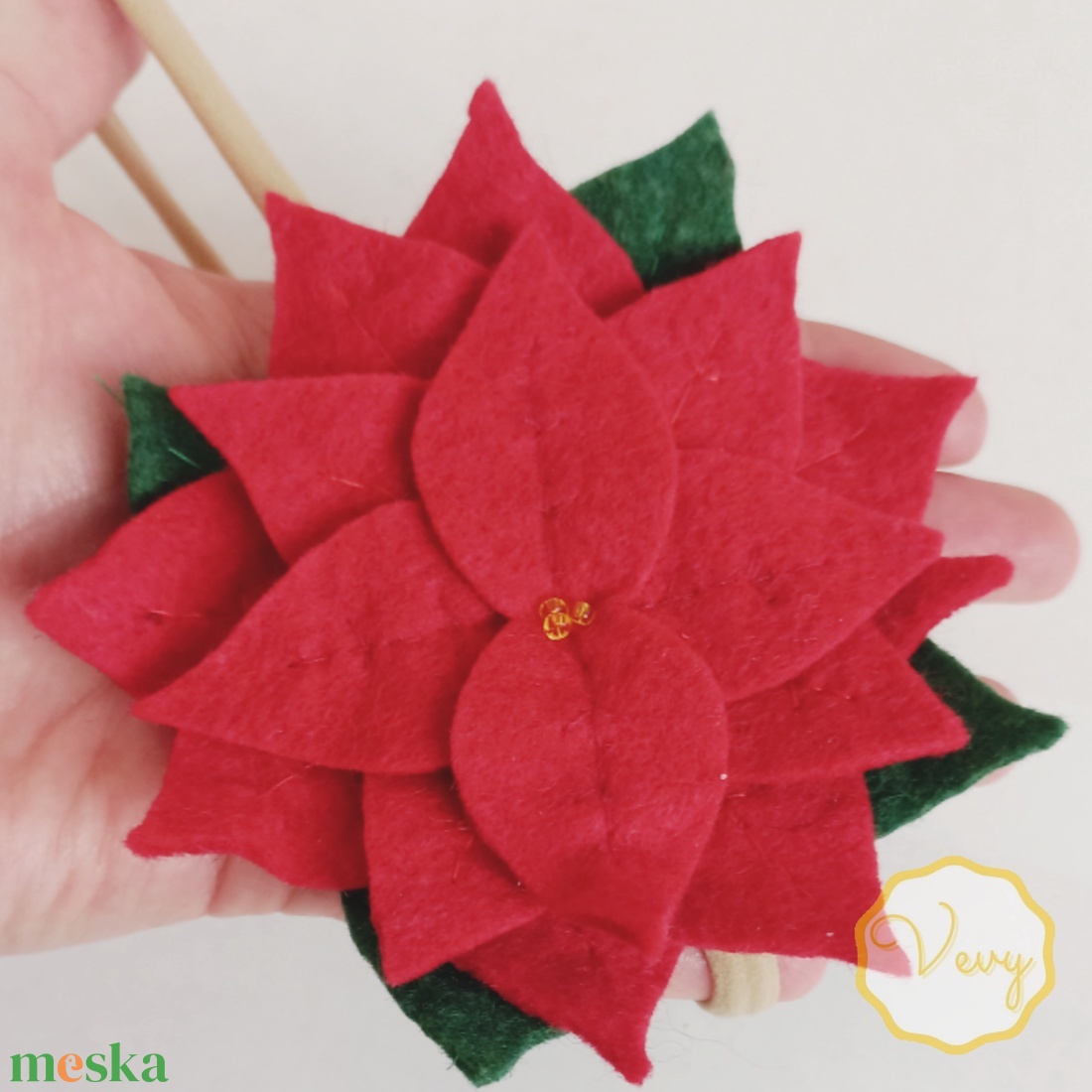 Mikulásvirág fejpánt - ruha & divat - sál, sapka, kendő - fejpánt - Meska.hu