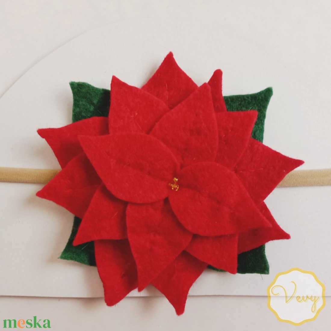 Mikulásvirág fejpánt - ruha & divat - sál, sapka, kendő - fejpánt - Meska.hu