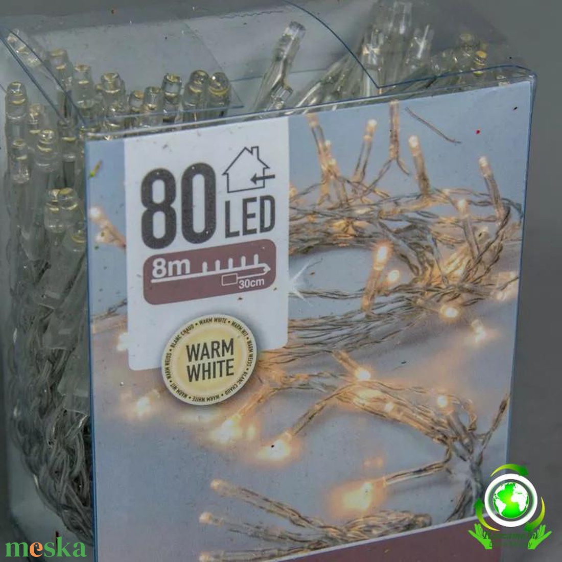 80 led-es fényfüzér elemes (elem nélkül) - melegfehér - kellékek & szerszámok - dekorációs kellékek - led-es fényfüzér - Meska.hu