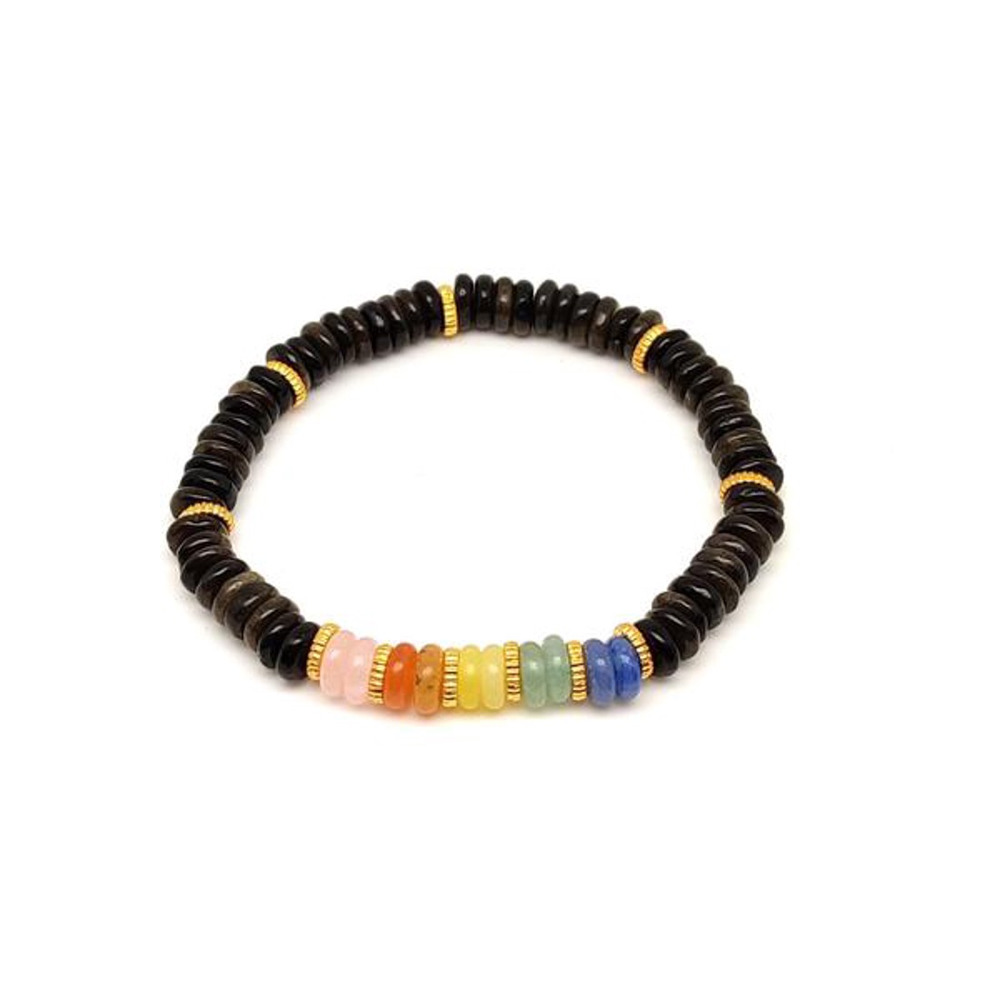 Arany obszidián ásvány karkötő 5 korong köves díszítéssel 62 mm - ékszer - karkötő - ásványkarkötő - Meska.hu