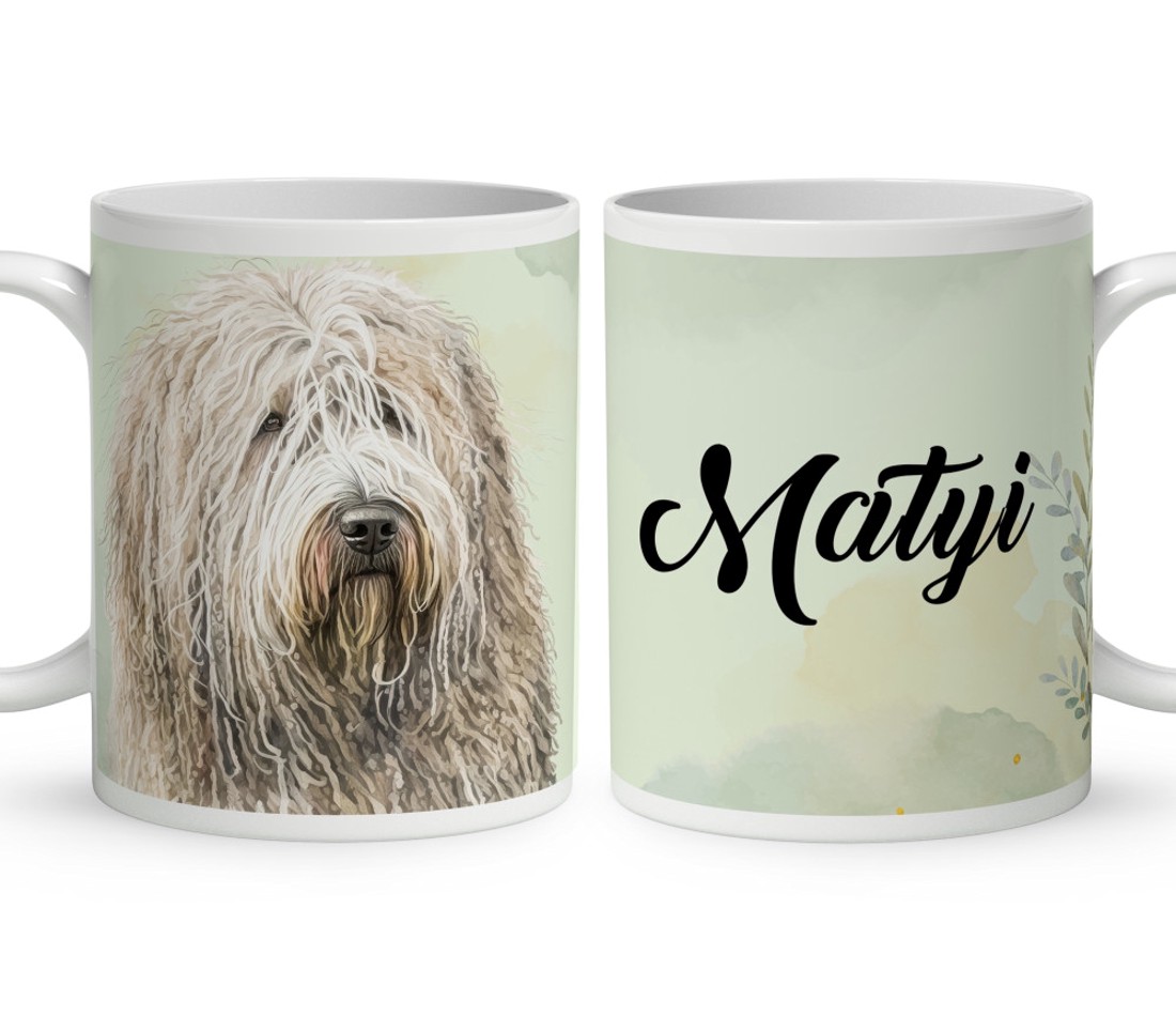 Névvel kérhető - Komondor portré mintás bögre - otthon & életmód - konyhafelszerelés, tálalás - tálalás - bögre & csésze - Meska.hu