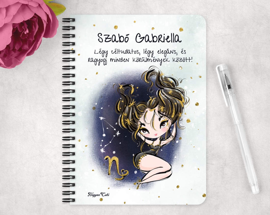 Személyre szabható - Barna hajú Csini Bak lány mintás A5-ös füzet - otthon & életmód - papír, írószer - jegyzetfüzet & napló - Meska.hu