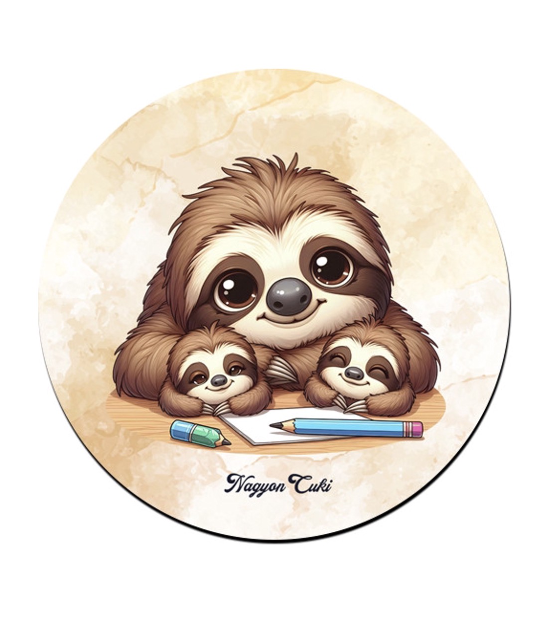 Cuki lajhár Apa és két gyereke mintás pohár alátét -  - Meska.hu