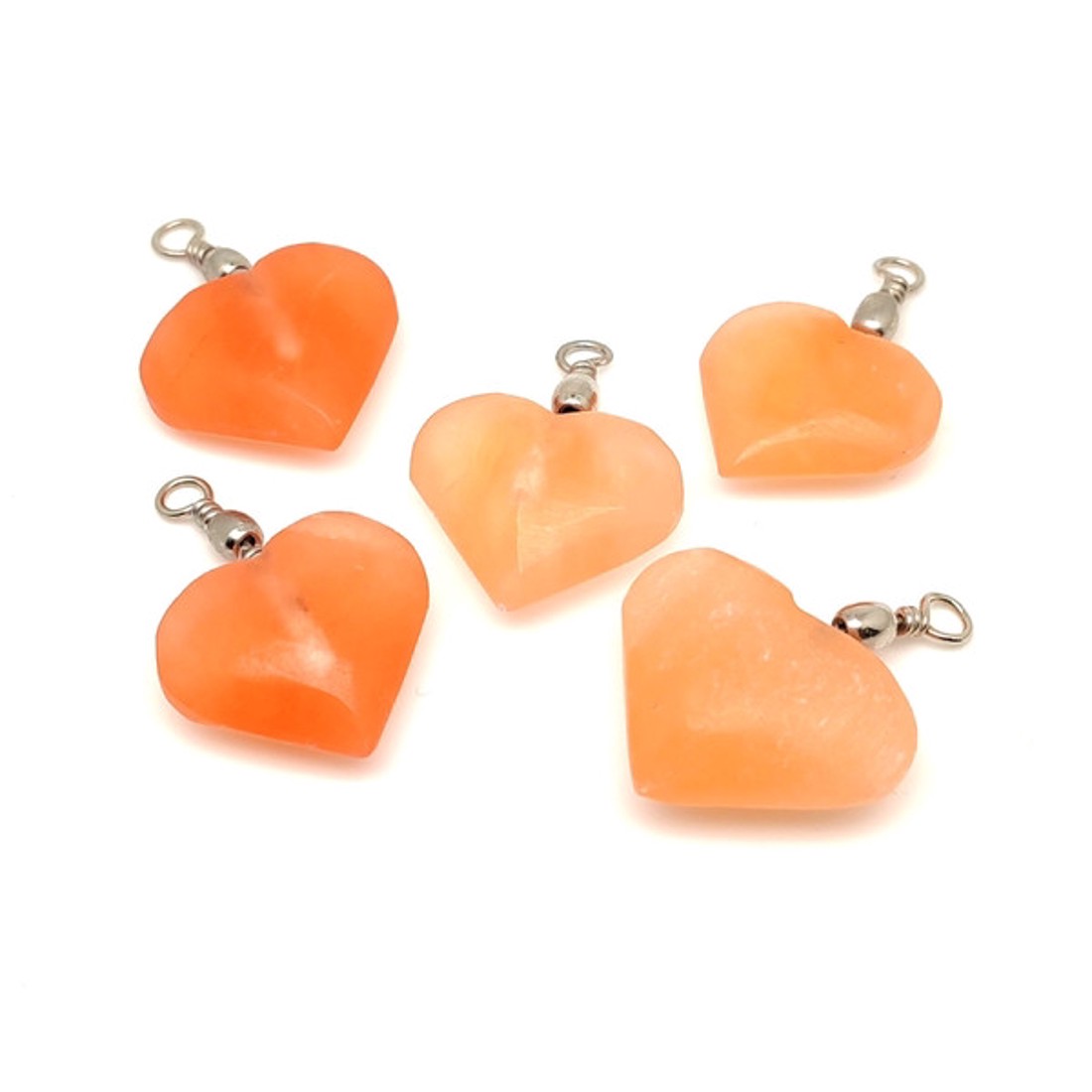 Érzelmi harmónia narancs szelenit szív medál 25mm - ékszer - nyaklánc - medál - Meska.hu