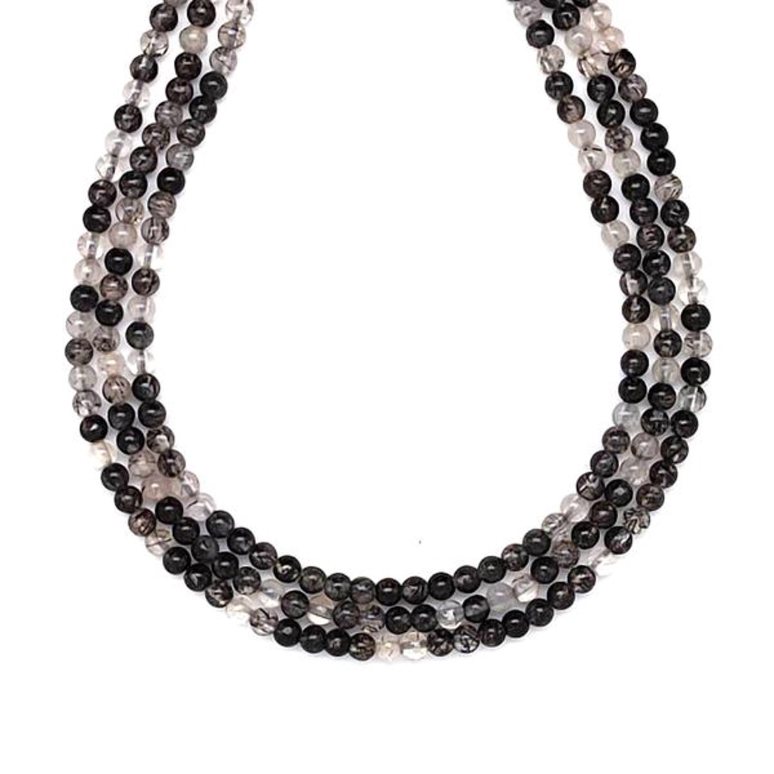 Turmalinkvarc golyó 3-4mm� ékszerkészítő alapanyag (füzér) - kellékek & szerszámok - ásvány alapanyag - ásványfüzér - Meska.hu