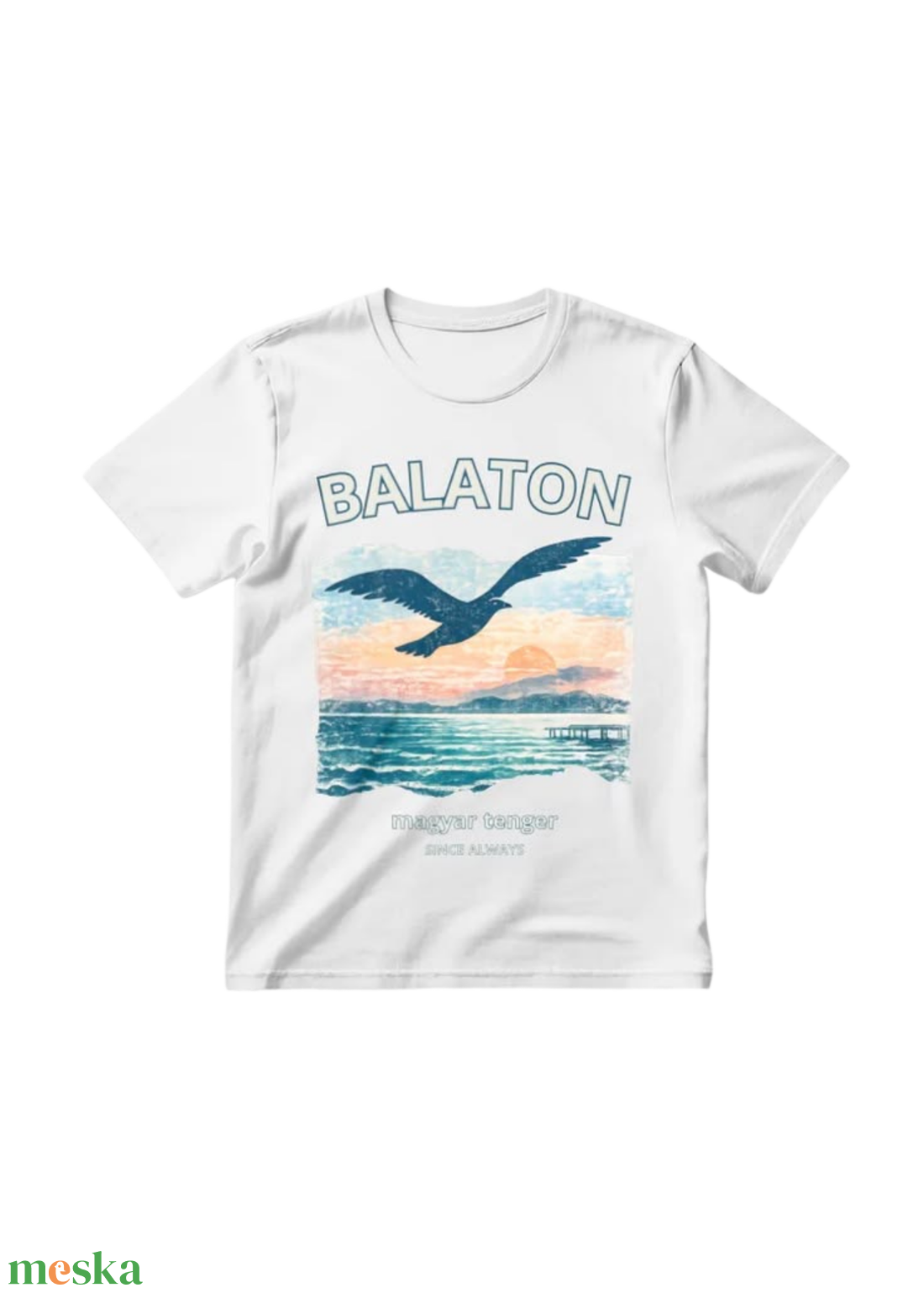 Balaton naplemente mintás fehér pamut póló - ruha & divat - női ruha - póló, felső - Meska.hu