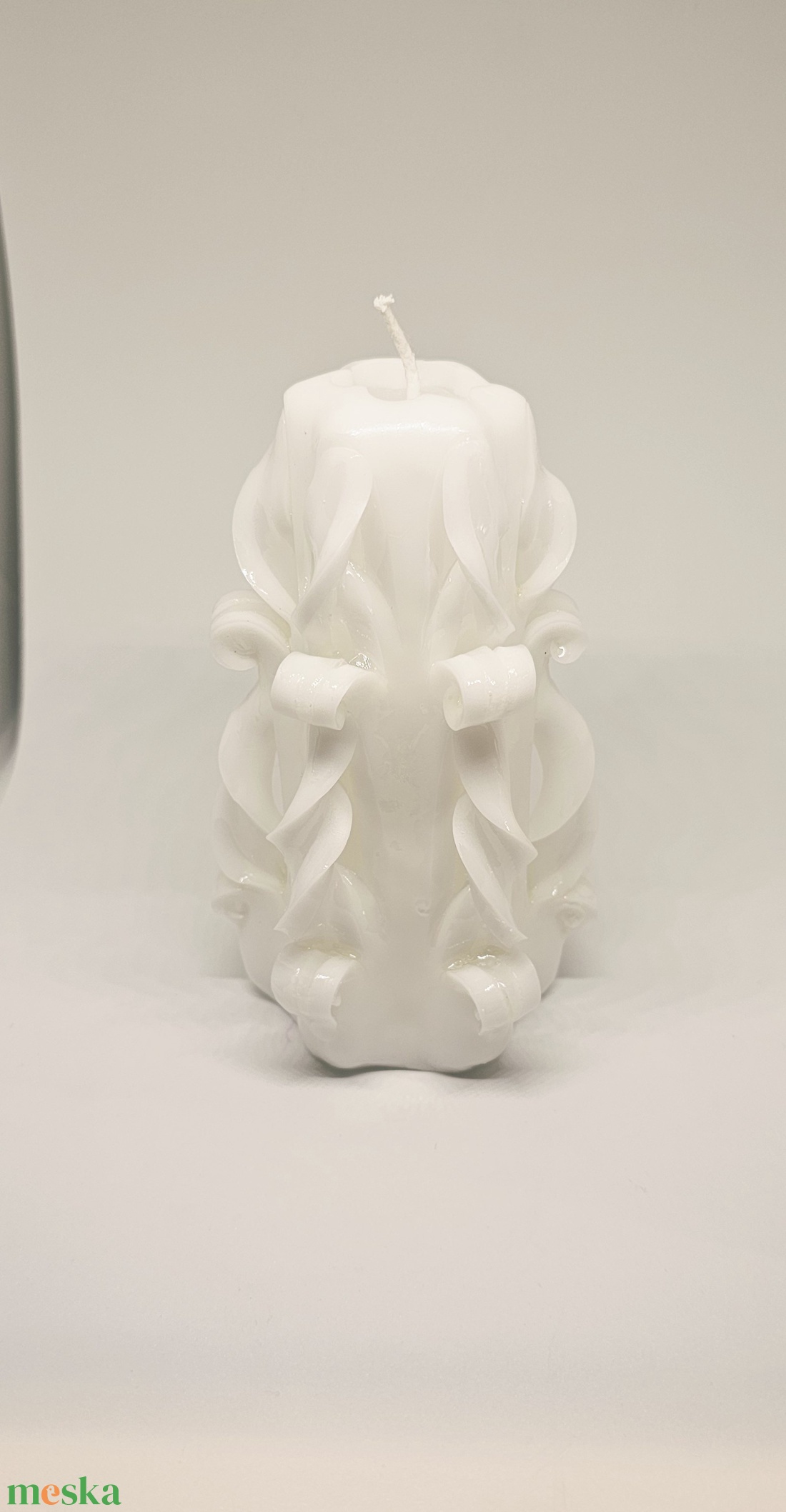 Hófehér faragott csoda - esküvő - dekoráció - gyertya & gyertyatartó - Meska.hu