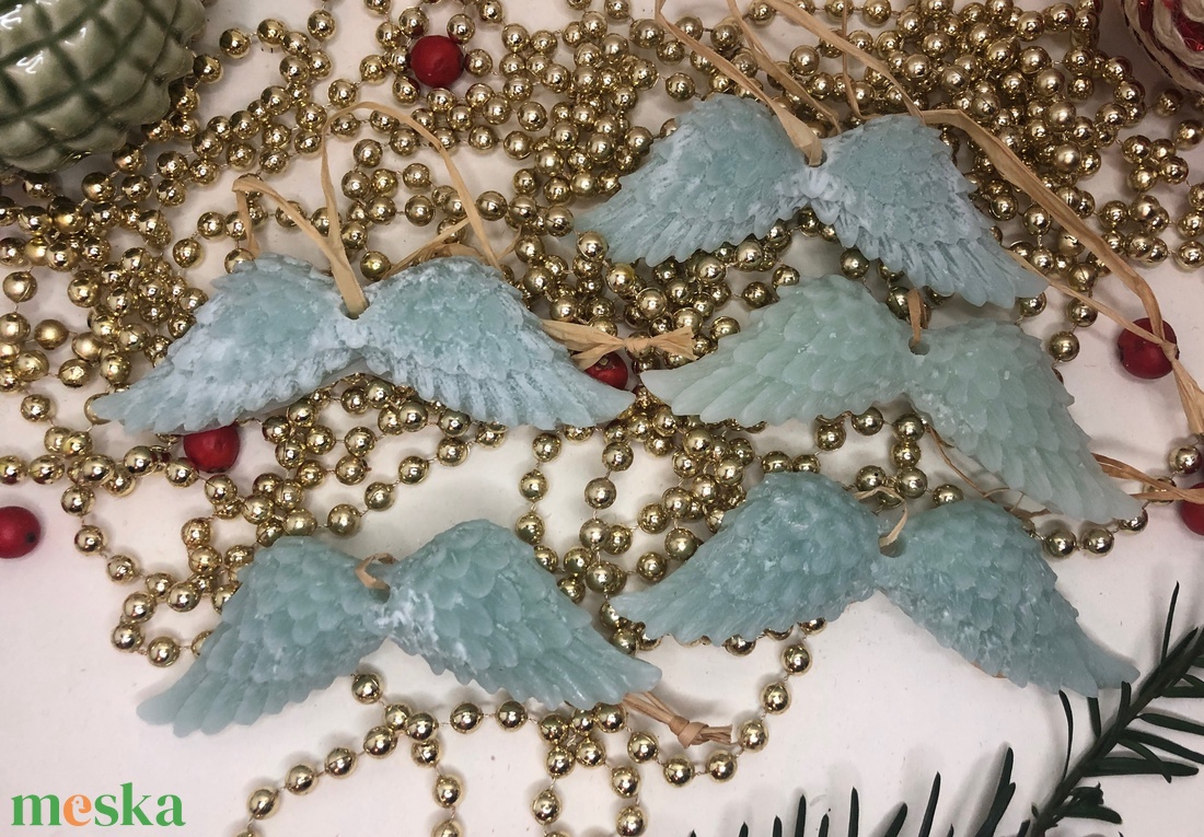 Viaszműves Illatos angyalszárnyak karácsonyfadísz csomag - türkiz - karácsony - karácsonyi lakásdekoráció - karácsonyfadíszek - Meska.hu