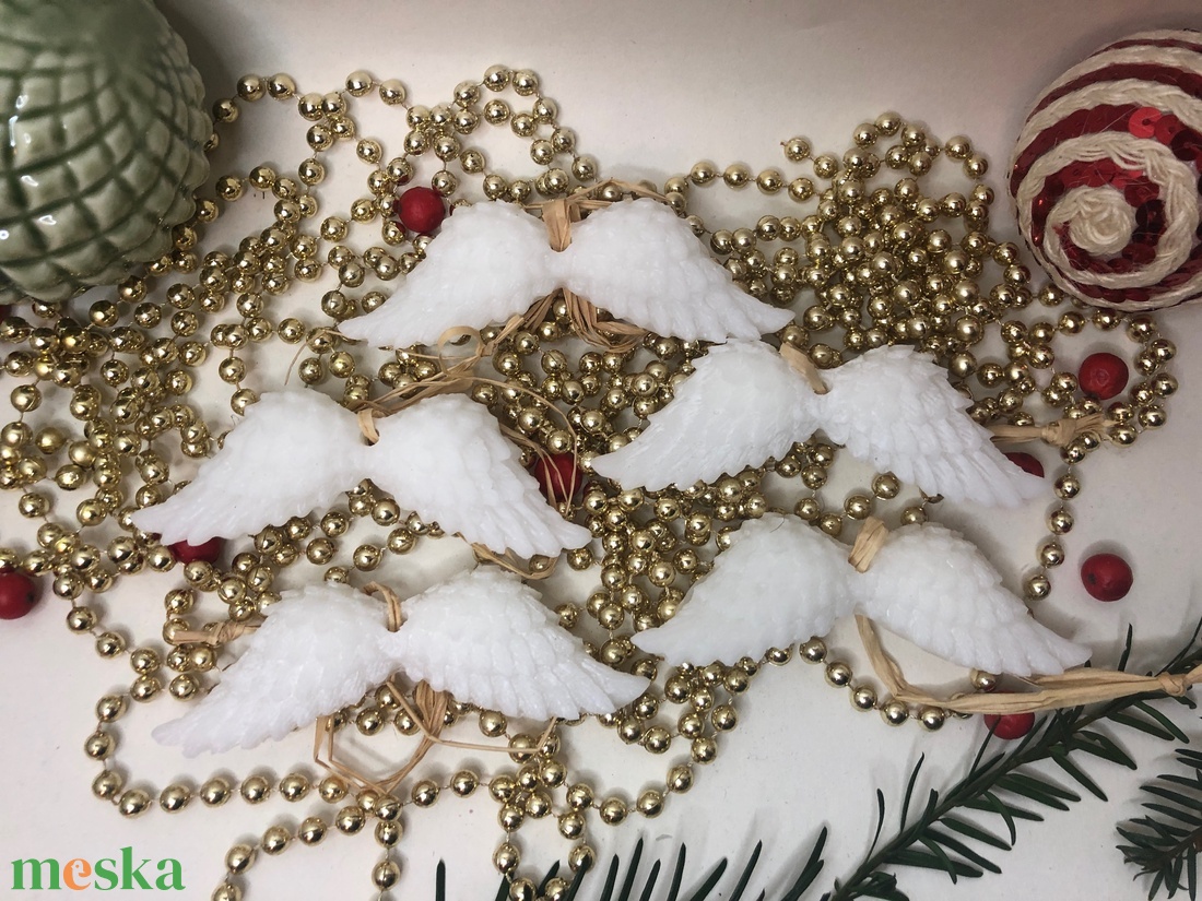 Viaszműves Illatos angyalszárnyak karácsonyfadísz csomag - fehér - karácsony - karácsonyi lakásdekoráció - karácsonyfadíszek - Meska.hu