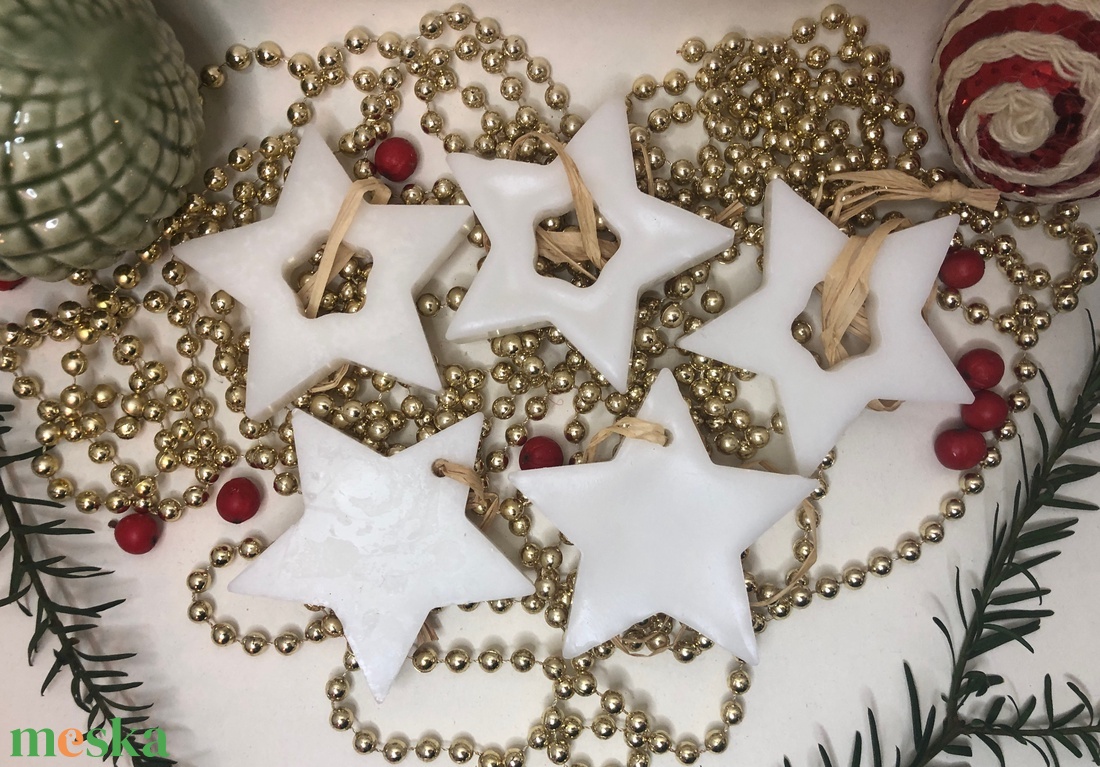 Viaszműves Illatos csillagok karácsonyfadísz csomag - fehér - karácsony - karácsonyi lakásdekoráció - karácsonyfadíszek - Meska.hu