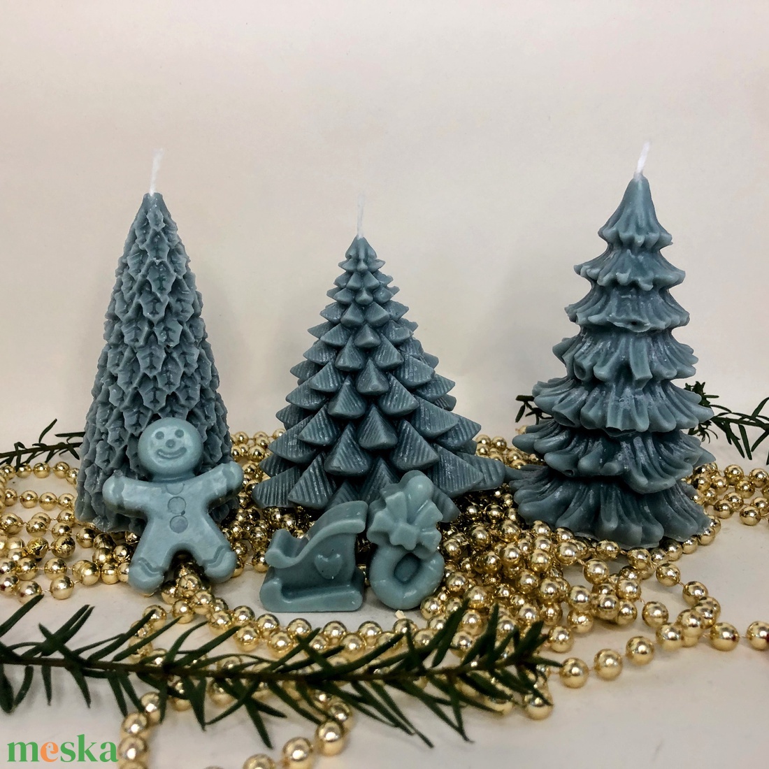 Karácsonyi erdő gyertyakollekció - türkiz - karácsony - karácsonyi lakásdekoráció - karácsonyi illatgyertya, mécses - Meska.hu