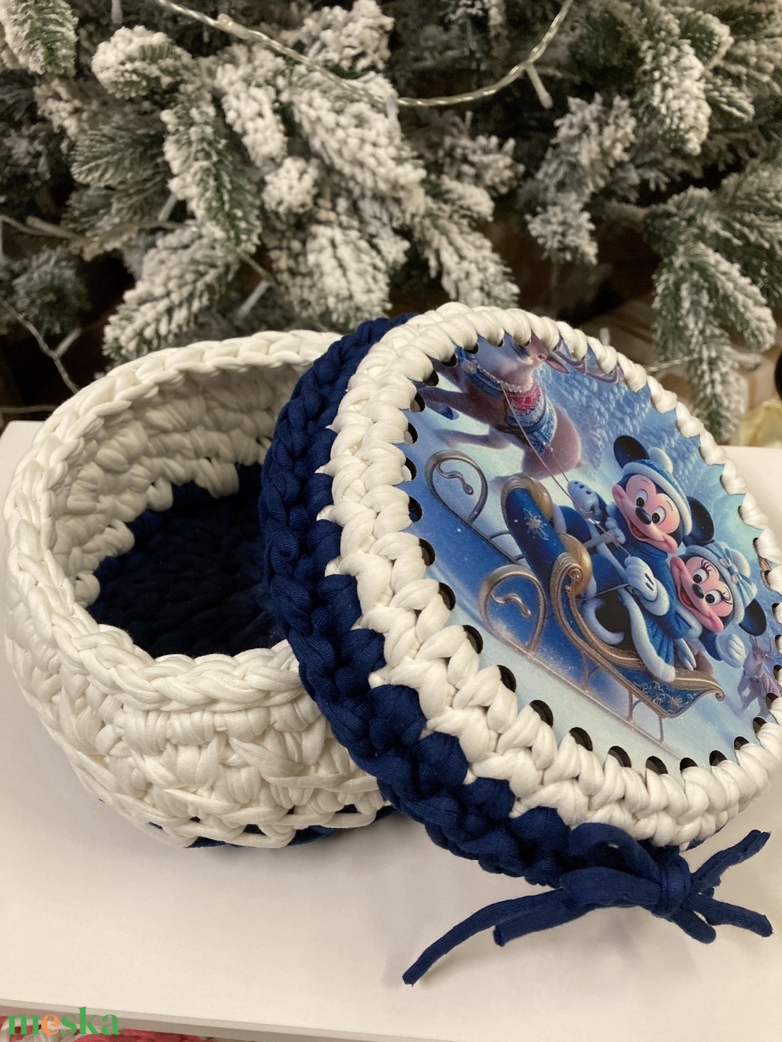 Horgolt ajándék doboz - otthon & életmód - tárolás & rendszerezés - tárolókosár - Meska.hu