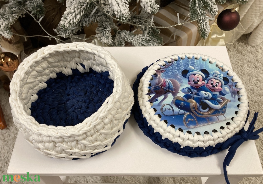 Horgolt ajándék doboz - otthon & életmód - tárolás & rendszerezés - tárolókosár - Meska.hu