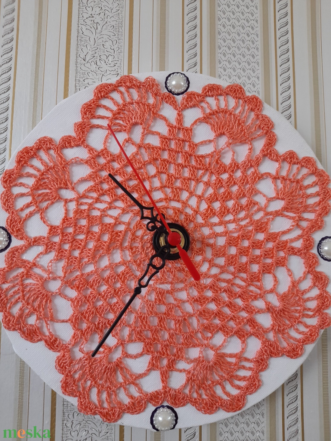 fali óra csipkével - otthon & életmód - dekoráció - fali és függő dekoráció - falióra & óra - Meska.hu