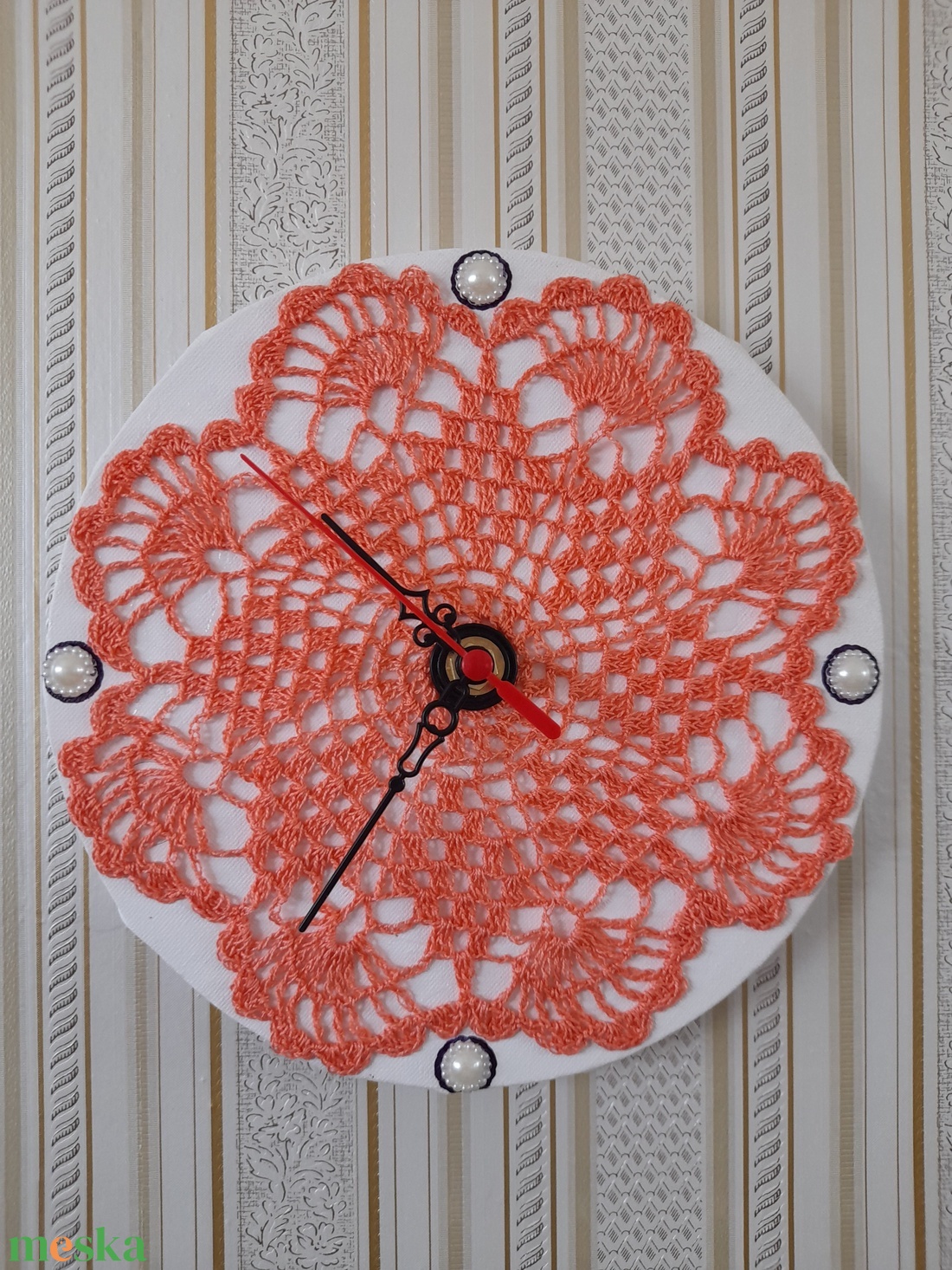 fali óra csipkével - otthon & életmód - dekoráció - fali és függő dekoráció - falióra & óra - Meska.hu