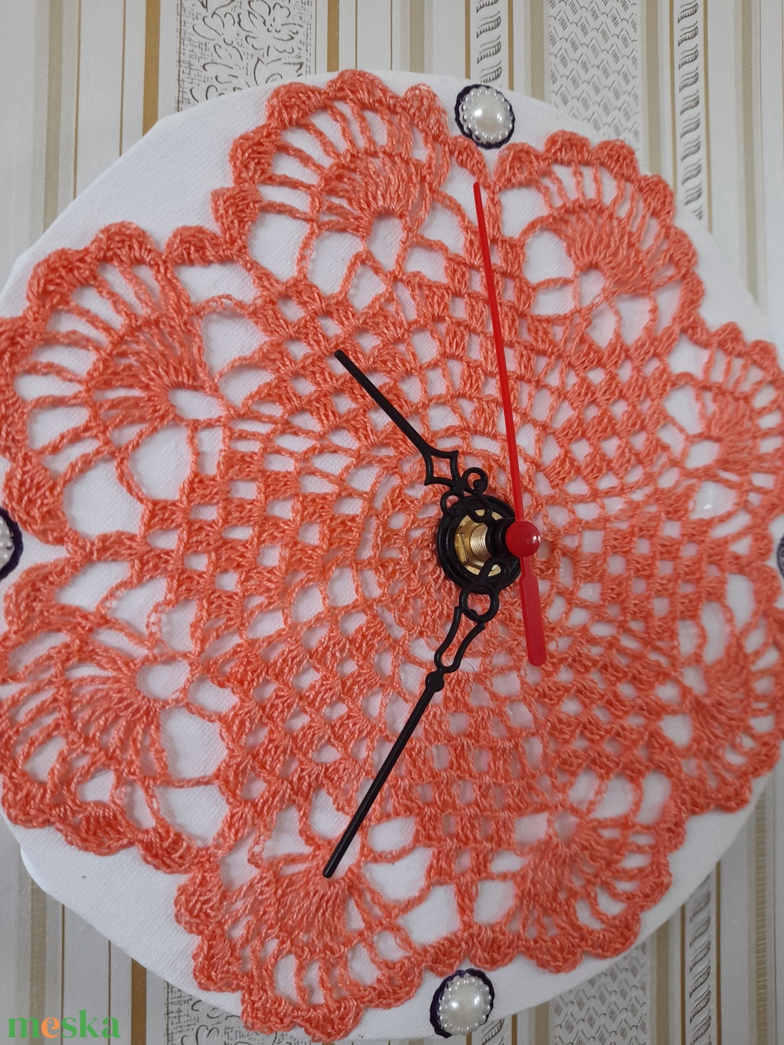 fali óra csipkével - otthon & életmód - dekoráció - fali és függő dekoráció - falióra & óra - Meska.hu