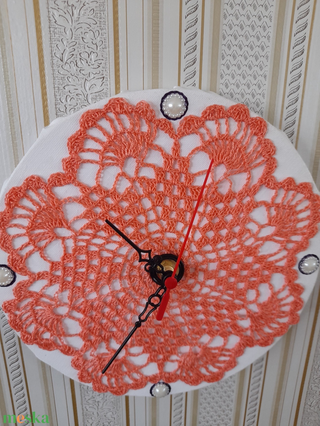fali óra csipkével - otthon & életmód - dekoráció - fali és függő dekoráció - falióra & óra - Meska.hu