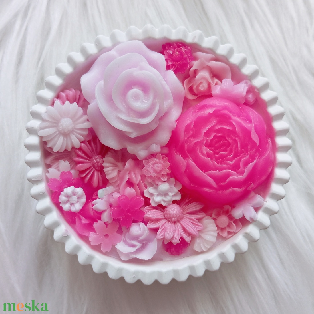 Rózsaszín virágtenger (kör) - otthon & életmód - gyertya, illat, aroma - gyertya - Meska.hu