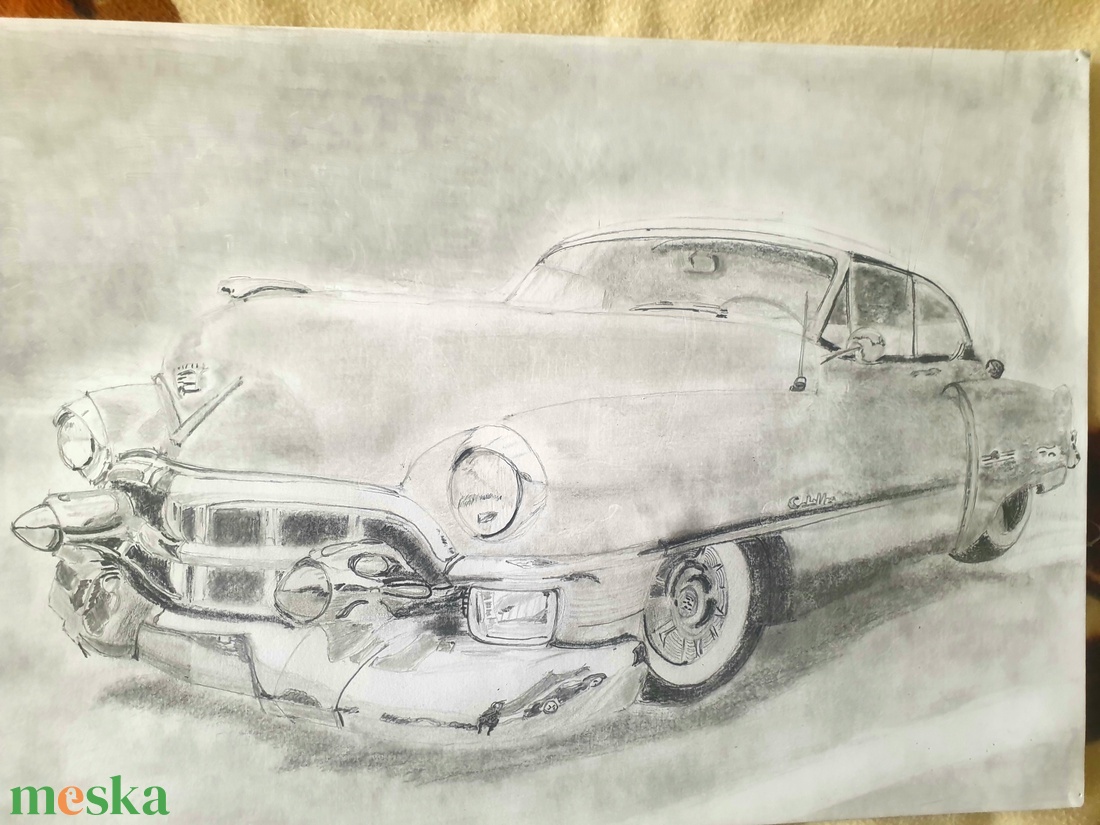 1953'Cadillac Series 62 Coupe valósághű grafitceruza rajz - művészet - grafika & illusztráció - ceruzarajz - Meska.hu
