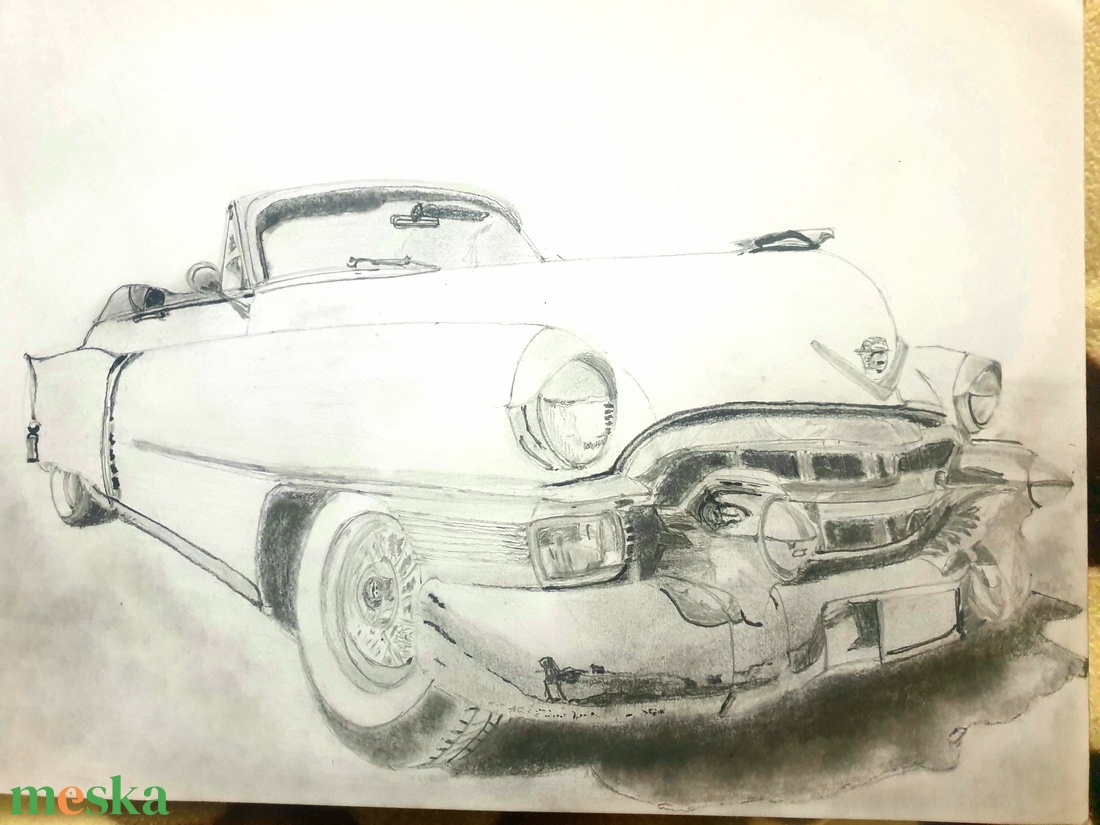 1953'Cadillac Series 62 Convertible valósághű  grafitceruza rajz - művészet - grafika & illusztráció - ceruzarajz - Meska.hu