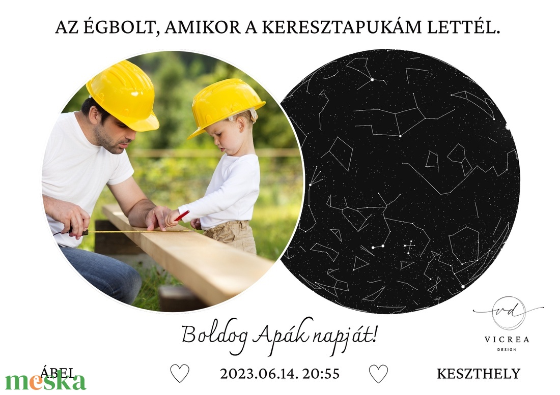 Az égbolt, amikor a keresztapukám lettél  Egyedi fényképes csillagképes emlékposzter Apák napjára - otthon & életmód - dekoráció - kép & falikép - poszter - Meska.hu