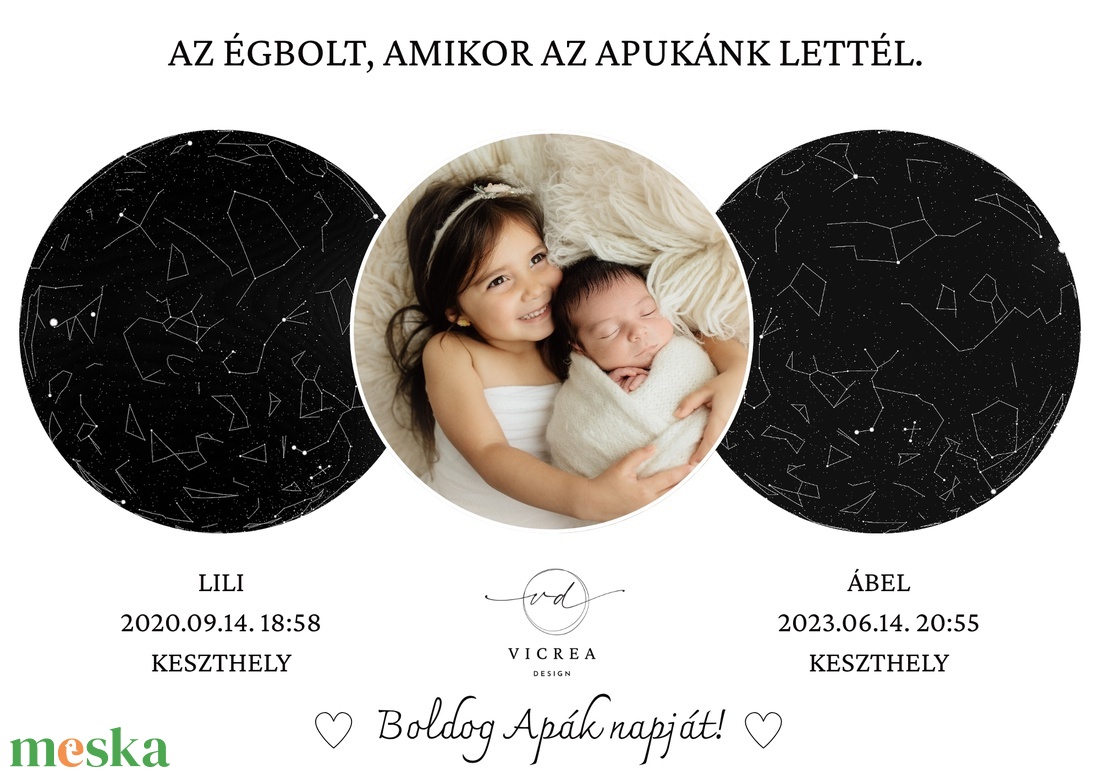 Az égbolt, amikor az apukánk lettél  Egyedi fényképes csillagképes emlékposzter Apák napjára - otthon & életmód - dekoráció - kép & falikép - poszter - Meska.hu