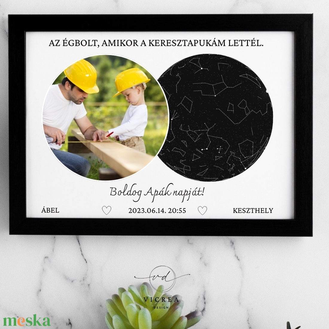 Az égbolt, amikor a keresztapukám lettél  Egyedi fényképes csillagképes emlékposzter Apák napjára - otthon & életmód - dekoráció - kép & falikép - poszter - Meska.hu