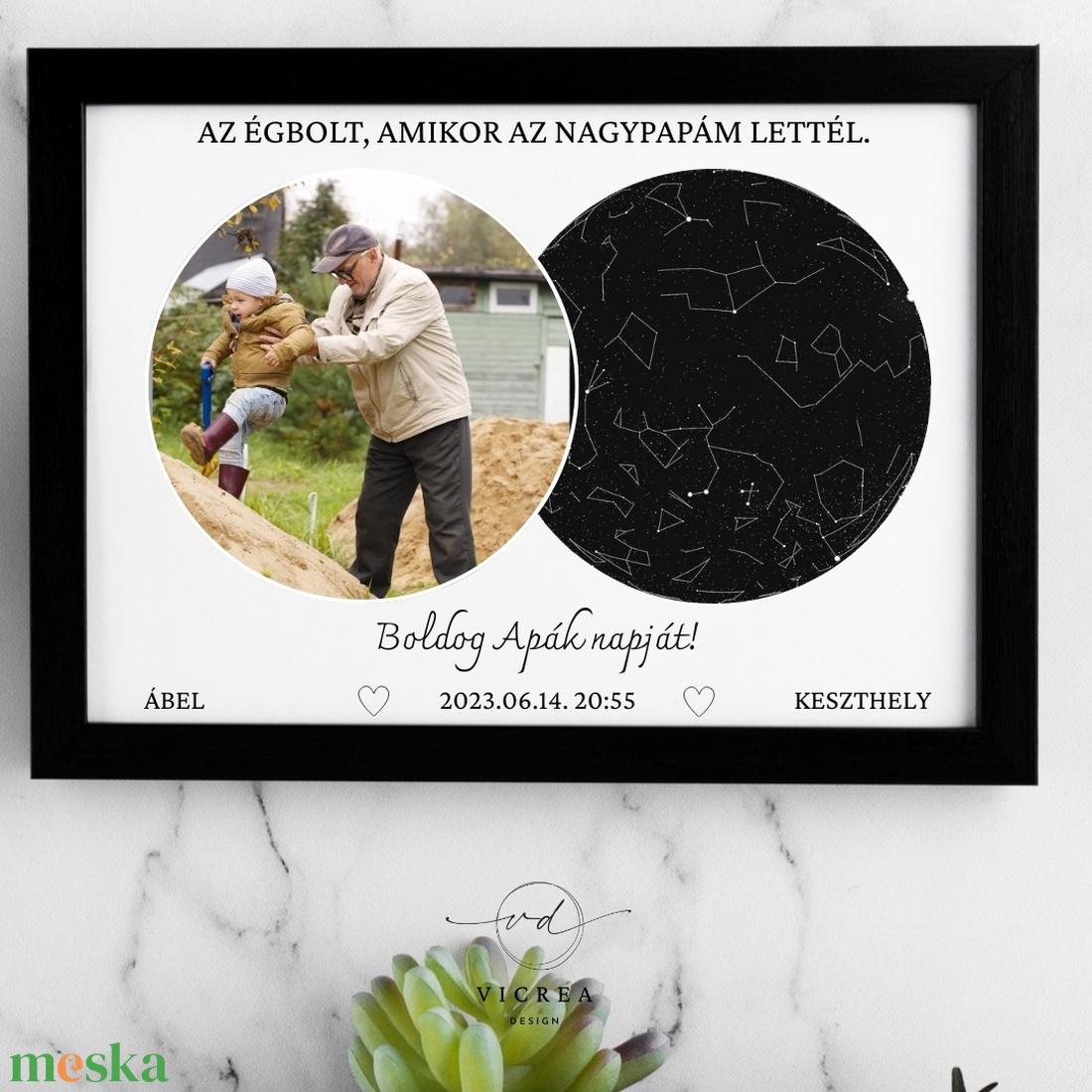 Az égbolt, amikor a nagypapám lettél  Egyedi fényképes csillagképes emlékposzter Apák napjára - otthon & életmód - dekoráció - kép & falikép - poszter - Meska.hu