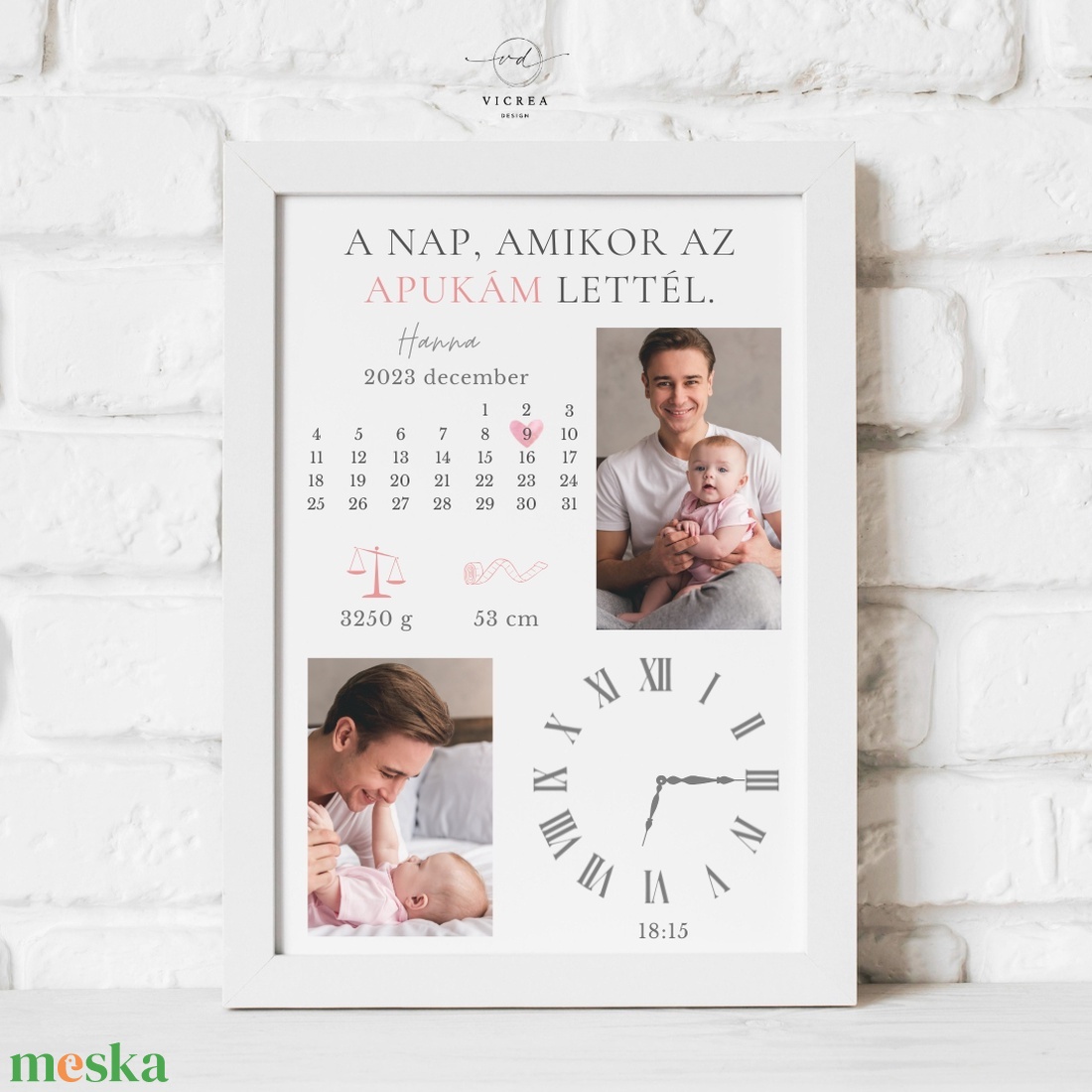 A nap, amikor az apukám lettél emlékposzter- Személyre szabható ajándék Apák napjára - otthon & életmód - dekoráció - kép & falikép - poszter - Meska.hu