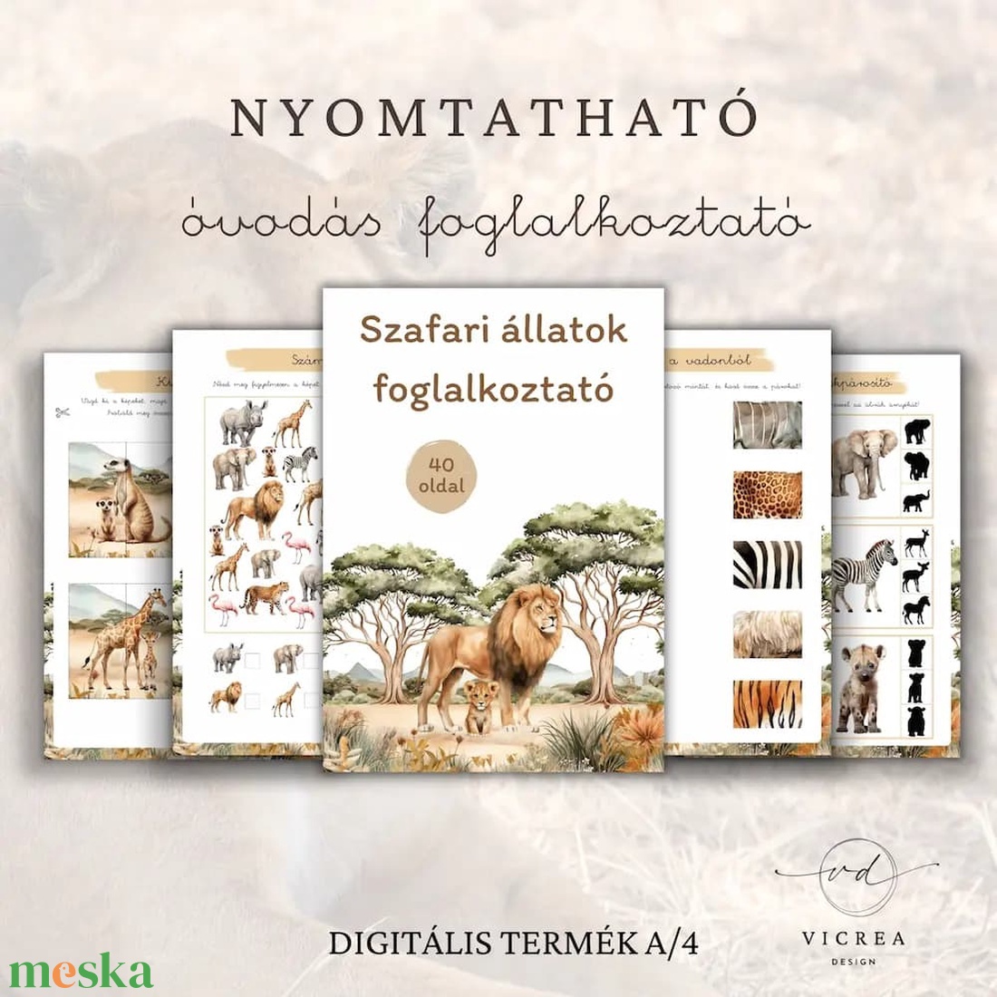 Szafari fejlesztő csomag gyerekeknek � Foglalkoztató + játékgyűjtemény nyomtatható PDF  Nyomtatható Montessori csomag ( - játék & sport - készségfejlesztő és logikai játék - oktató játékok - Meska.hu