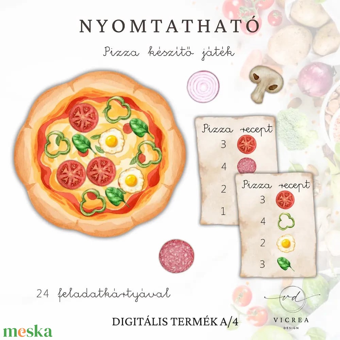 Ételek játékgyűjtemény � Nyomtatható fejlesztő játékgyűjtemény 4�7 éves gyerekeknek - játék & sport - készségfejlesztő és logikai játék - oktató játékok - Meska.hu