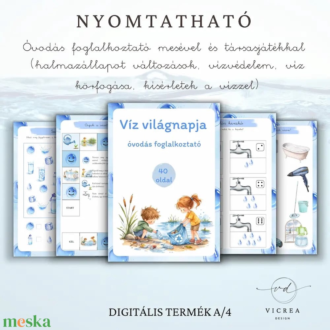 Víz Világnapja � Komplett csomag gyerekeknek (környezetvédelmi szabadulószoba+ 40 oldalas óvodás foglalkoztató) - játék & sport - készségfejlesztő és logikai játék - oktató játékok - Meska.hu