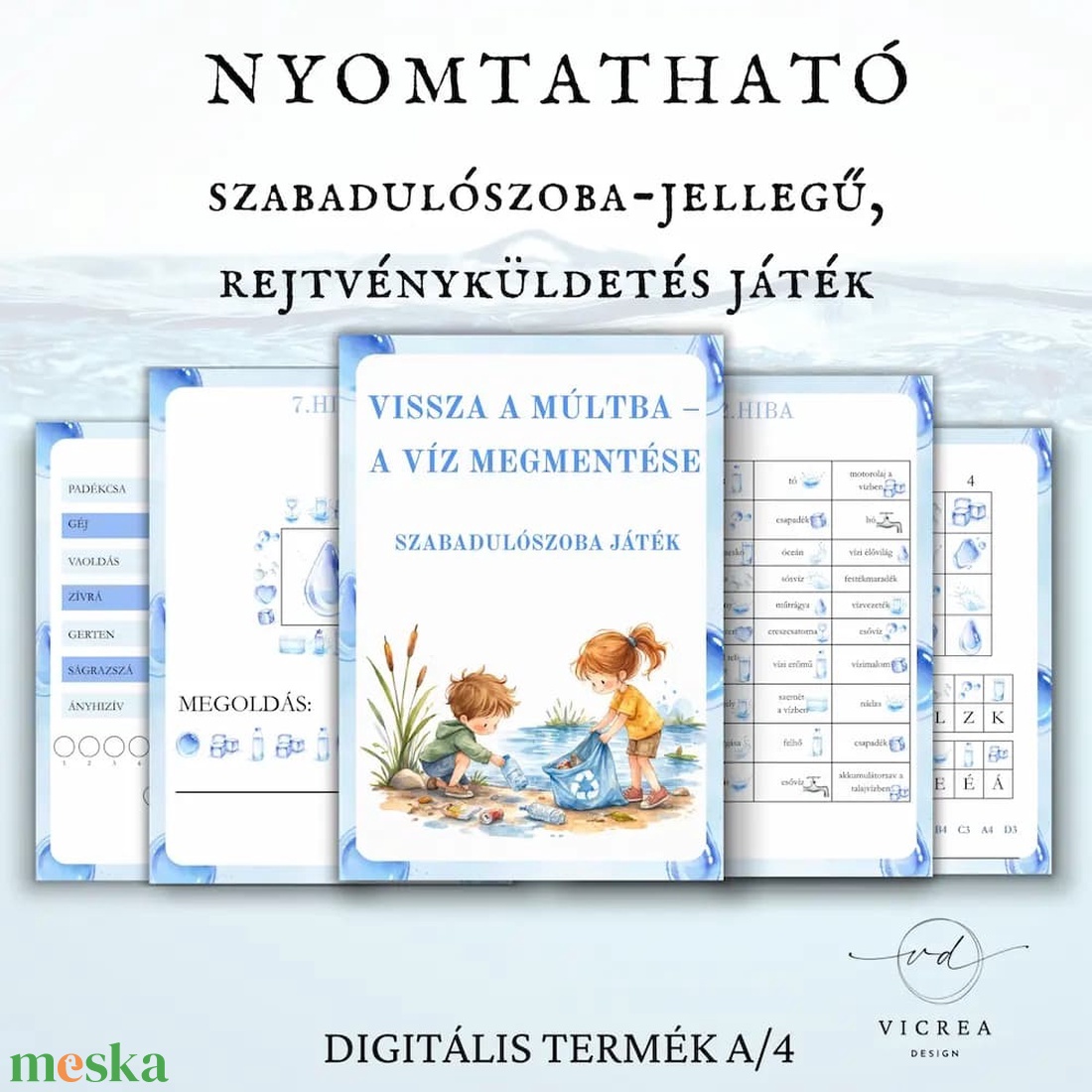 Víz Világnapja � Komplett csomag gyerekeknek (környezetvédelmi szabadulószoba+ 40 oldalas óvodás foglalkoztató) - játék & sport - készségfejlesztő és logikai játék - oktató játékok - Meska.hu