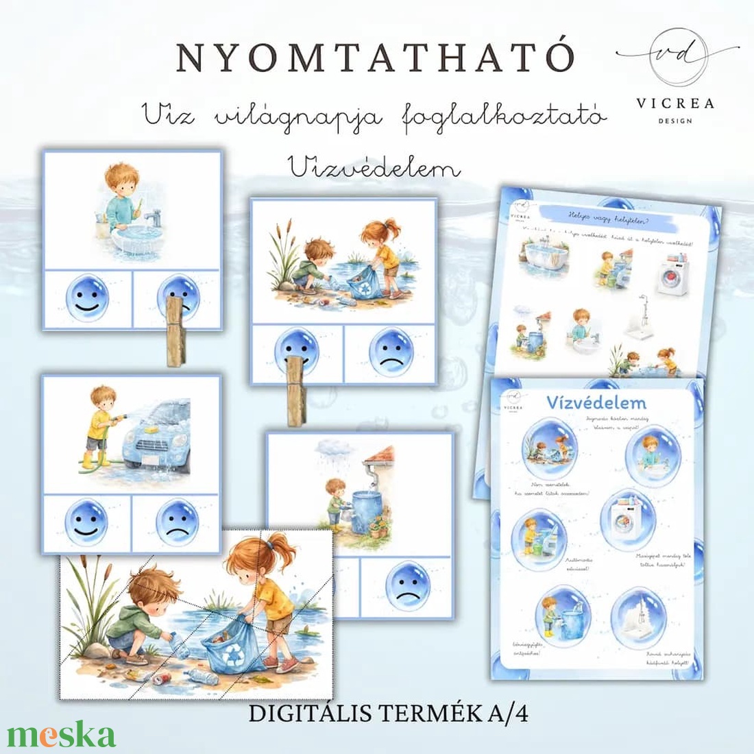Víz világnapja � Nyomtatható óvodás foglalkoztató (40 oldal) - játék & sport - készségfejlesztő és logikai játék - oktató játékok - Meska.hu