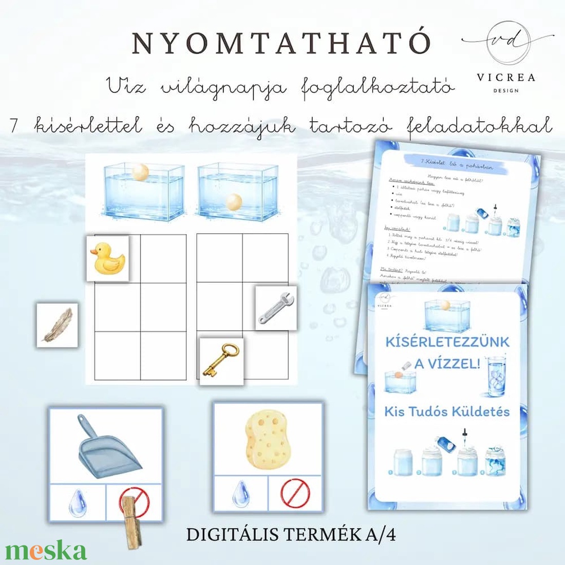 Víz világnapja � Nyomtatható óvodás foglalkoztató (40 oldal) - játék & sport - készségfejlesztő és logikai játék - oktató játékok - Meska.hu