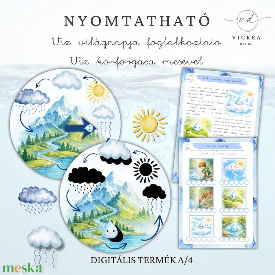 Víz világnapja � Nyomtatható óvodás foglalkoztató (40 oldal) - játék & sport - készségfejlesztő és logikai játék - oktató játékok - Meska.hu