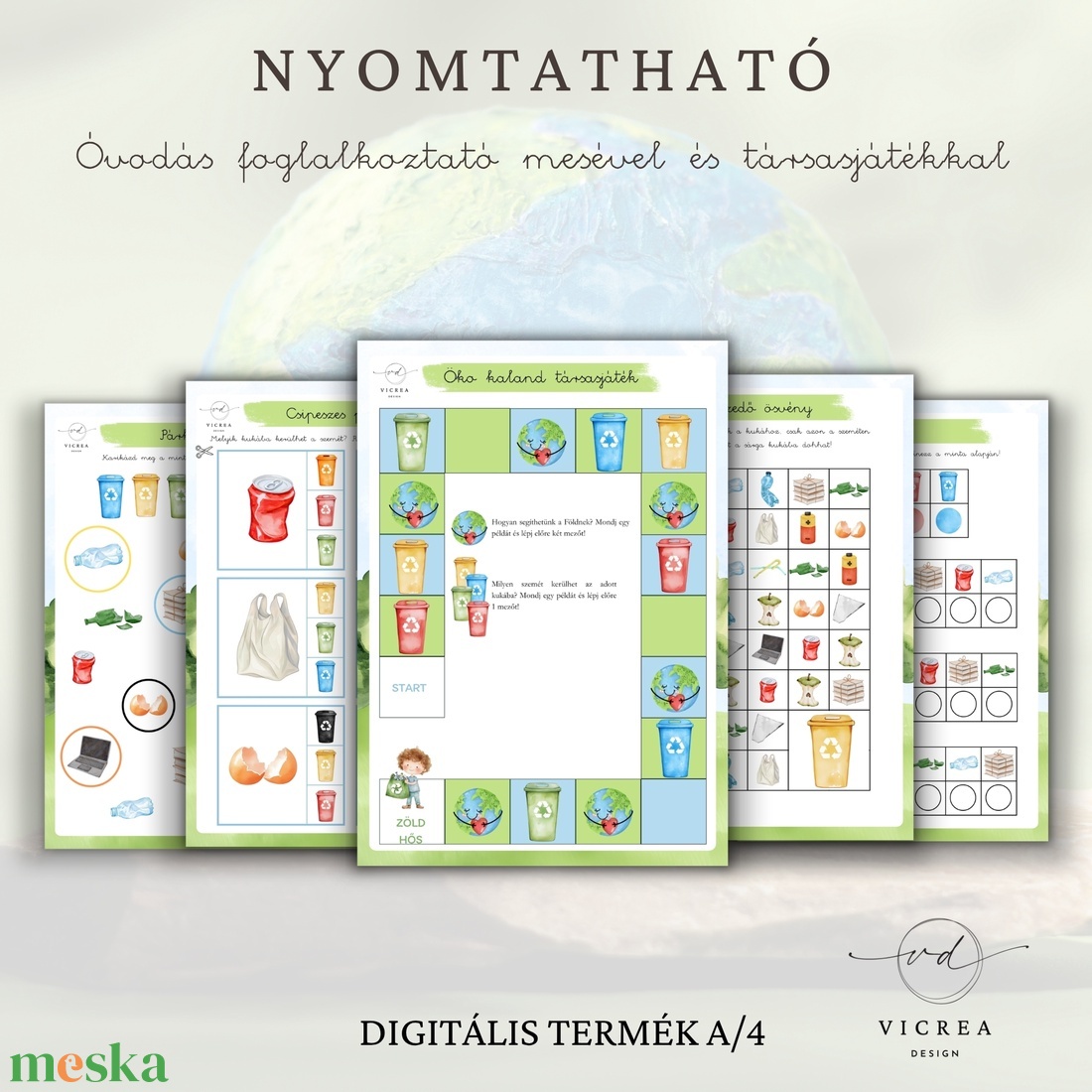 Nyomtatható Öko kaland � óvodás foglalkoztató (4�7 éveseknek) (40 oldal) - játék & sport - készségfejlesztő és logikai játék - oktató játékok - Meska.hu
