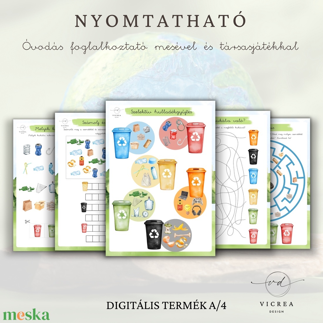 Nyomtatható Öko kaland � óvodás foglalkoztató (4�7 éveseknek) (40 oldal) - játék & sport - készségfejlesztő és logikai játék - oktató játékok - Meska.hu