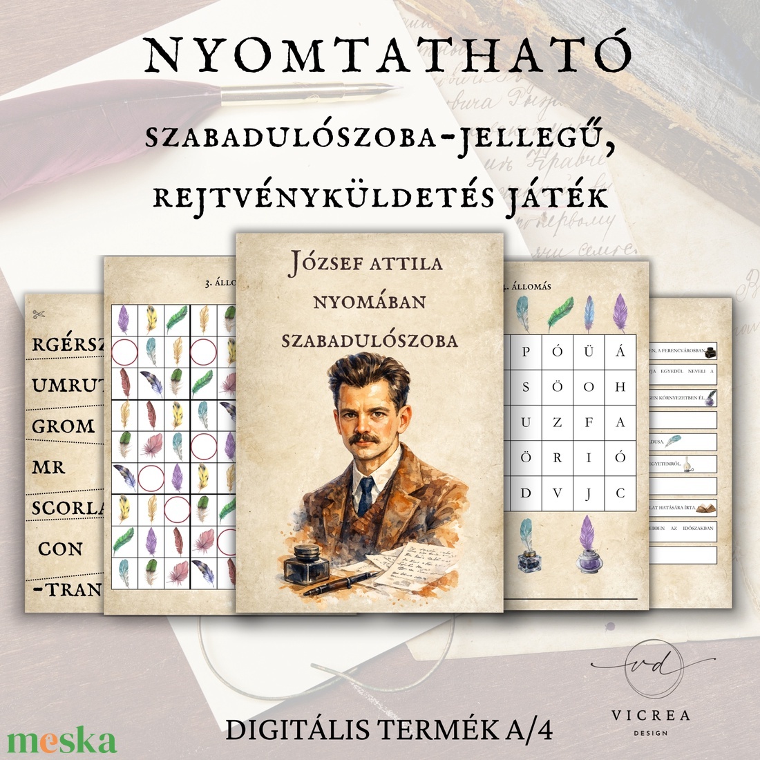 József Attila nyomában � nyomtatható szabadulószoba (10-14 éveseknek) - játék & sport - készségfejlesztő és logikai játék - oktató játékok - Meska.hu
