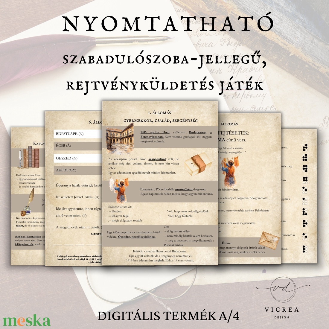 József Attila nyomában � nyomtatható szabadulószoba (10-14 éveseknek) - játék & sport - készségfejlesztő és logikai játék - oktató játékok - Meska.hu