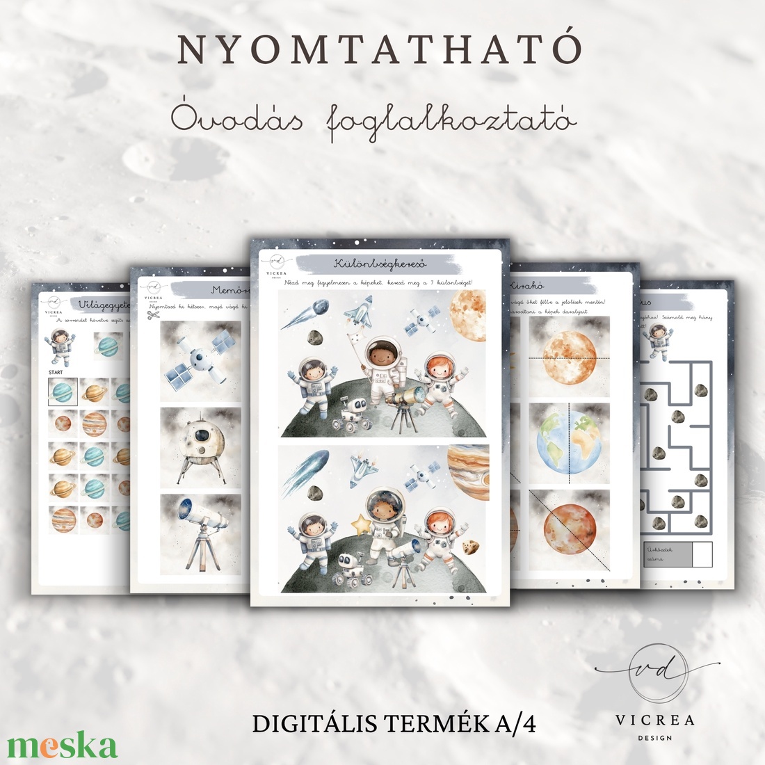 Naprendszer óvodás foglalkoztató � 40 oldalas nyomtatható PDF - játék & sport - készségfejlesztő és logikai játék - oktató játékok - Meska.hu