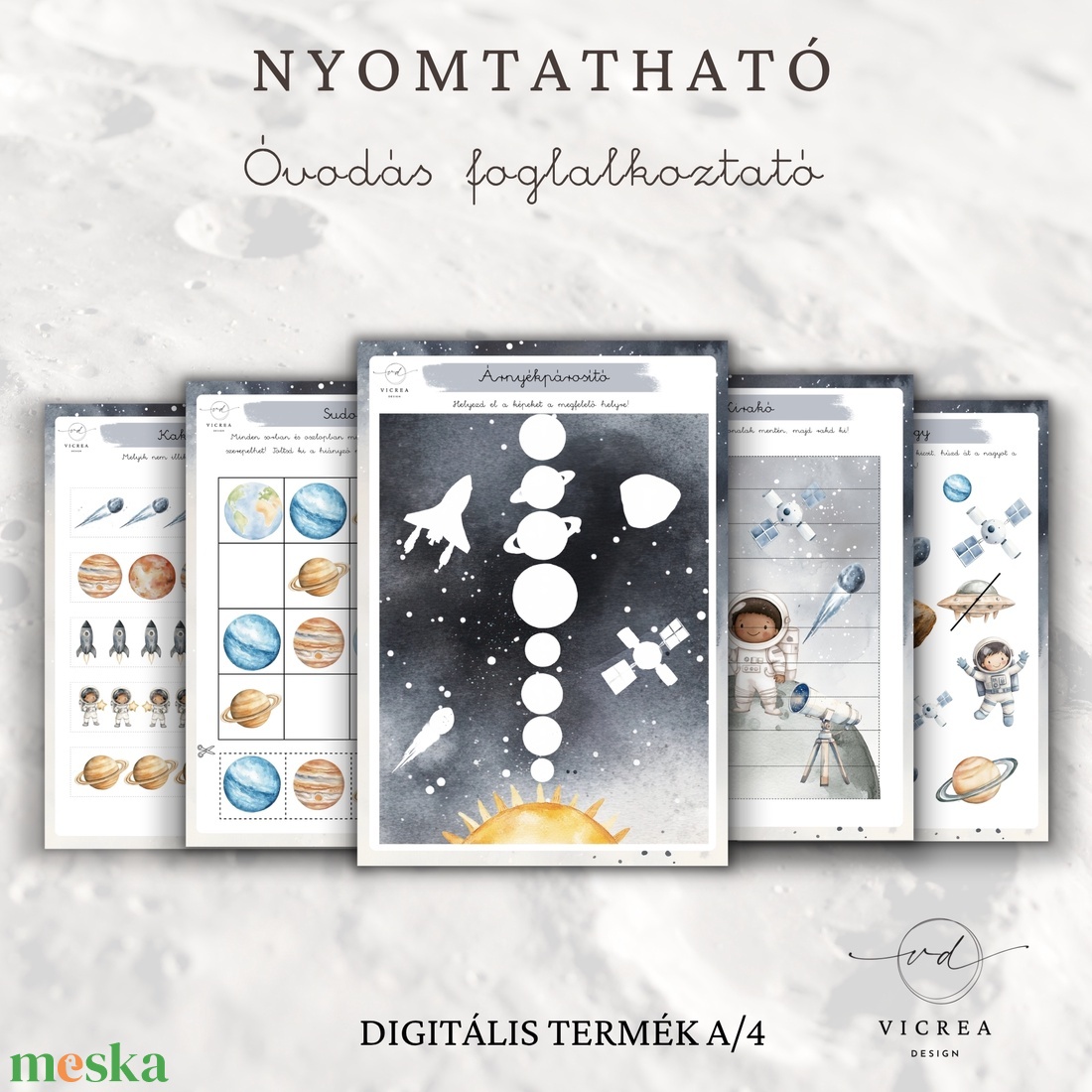 Naprendszer óvodás foglalkoztató � 40 oldalas nyomtatható PDF - játék & sport - készségfejlesztő és logikai játék - oktató játékok - Meska.hu