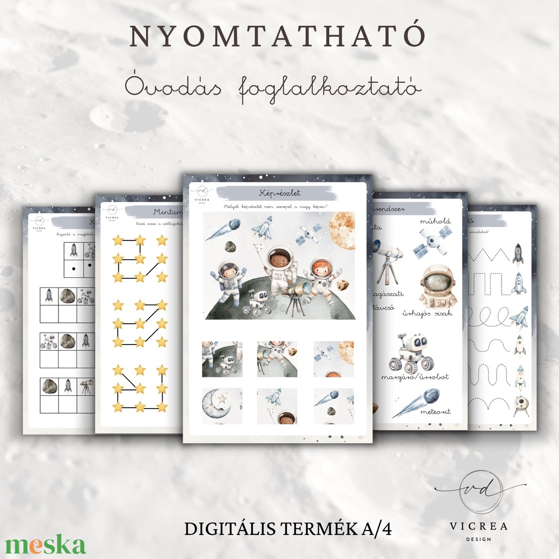 Naprendszer óvodás foglalkoztató � 40 oldalas nyomtatható PDF - játék & sport - készségfejlesztő és logikai játék - oktató játékok - Meska.hu