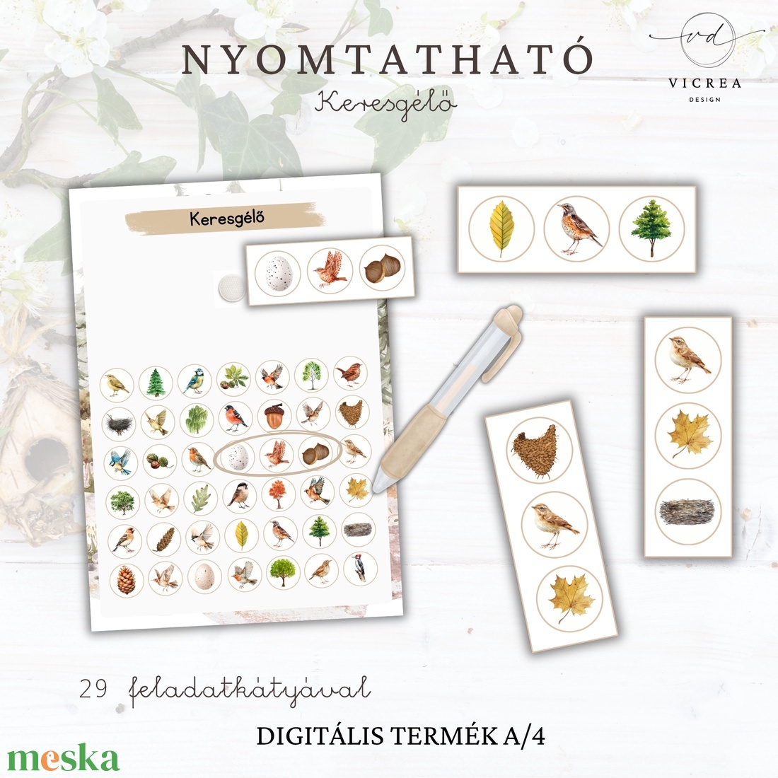 � Nyomtatható Madarak és fák napja játékgyűjtemény (4�7 éveseknek) - játék & sport - készségfejlesztő és logikai játék - oktató játékok - Meska.hu