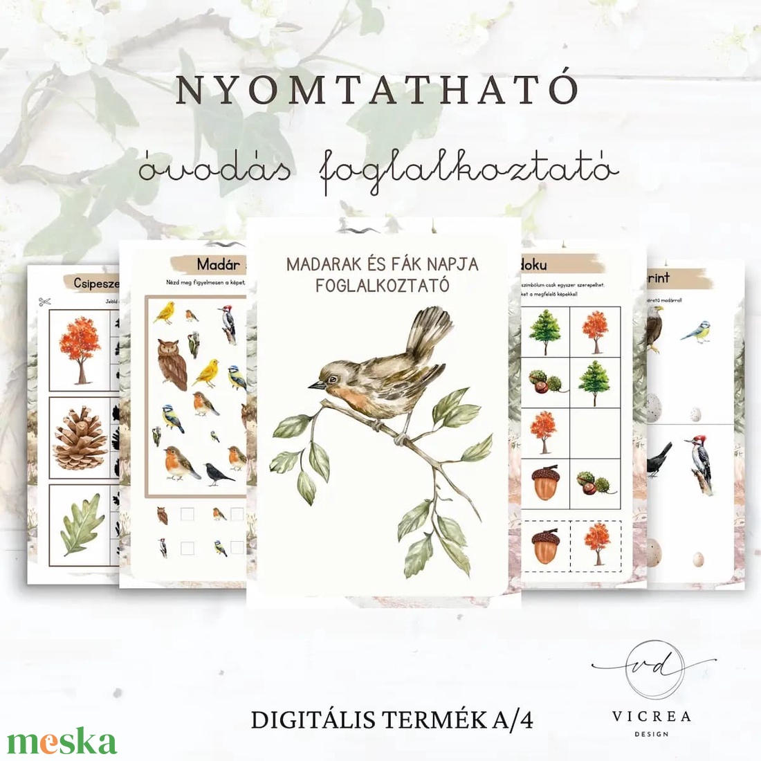 � Madarak és fák napja csomag (4�7 éveseknek) foglalkoztató + játékgyűjtemény - játék & sport - készségfejlesztő és logikai játék - oktató játékok - Meska.hu
